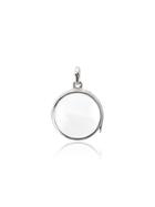 Loquet White Gold Medium Round Glass Locket - Silver