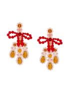 Simone Rocha Beaded Bow Chandelier Earrings - Pink & Purple