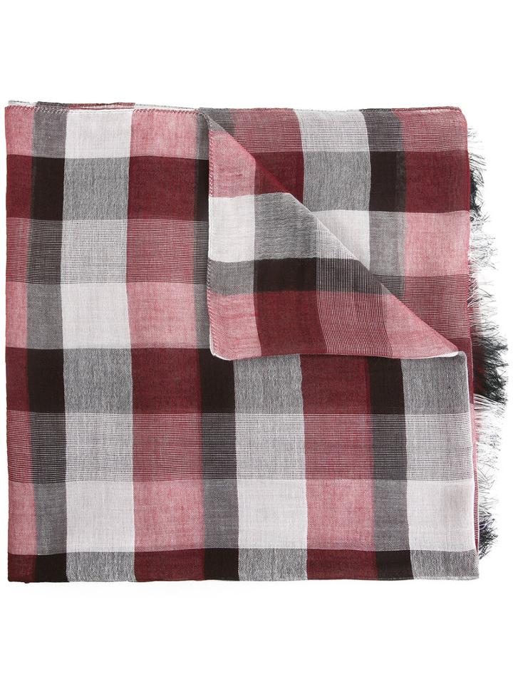 Cerruti 1881 Checked Scarf, Men's, Red, Cotton/modal/viscose