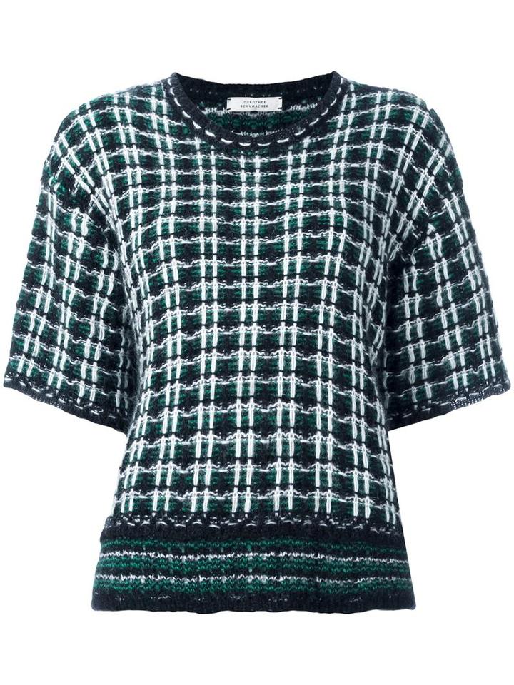 Dorothee Schumacher Checked Couture Knit T-shirt, Women's, Size: 3, Green, Polyamide/mohair/virgin Wool