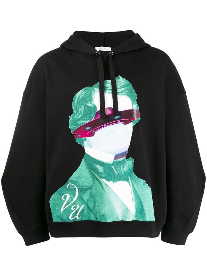 Valentino V Face Hooded Sweater - Black
