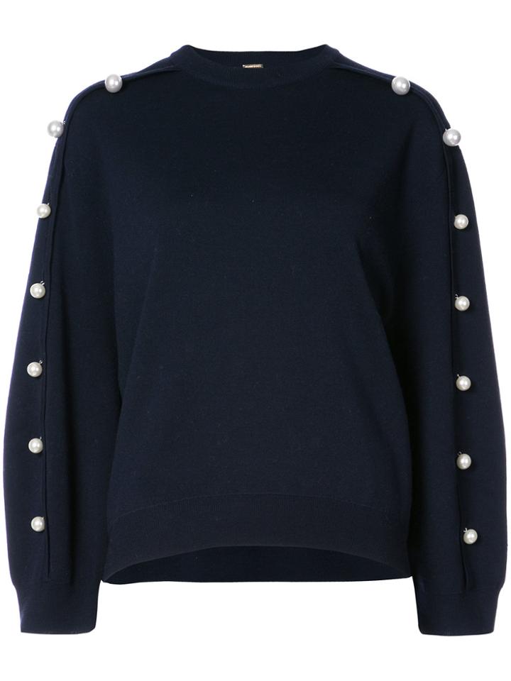 Adam Lippes Pearl Accented Sweatshirt - Blue