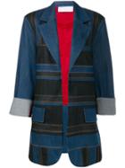No Ka' Oi Contrast Denim Blazer - Blue