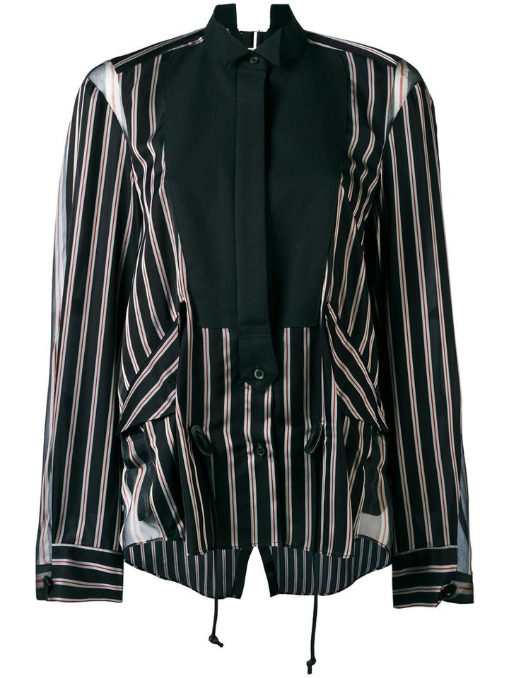 Sacai - Pin Stripe Tuxedo Bib Shirt - Women - Silk/cotton/cupro - 1, Blue, Silk/cotton/cupro