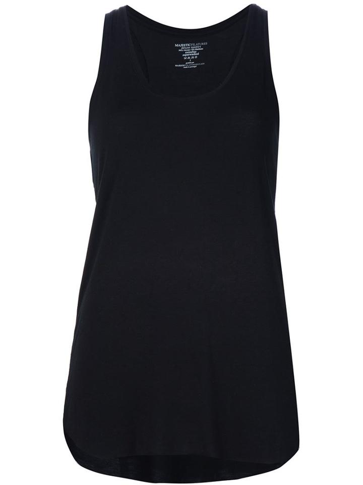 Majestic Filatures Oversized Racerback Tank, Women's, Size: 4, Black, Viscose/spandex/elastane