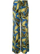 Boutique Moschino Printed Drawstring Palazzo Pants, Women's, Size: 42, Blue, Rayon
