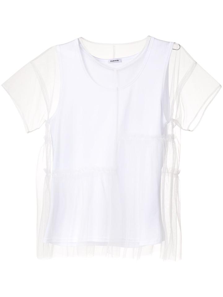 P.a.r.o.s.h. Tiered Mesh Overlay T-shirt - White