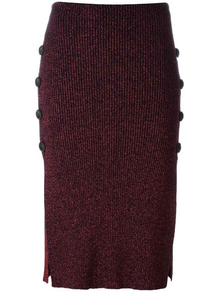Cédric Charlier Knitted Midi Skirt, Women's, Size: 40, Blue, Wool/cashmere/rayon/spandex/elastane