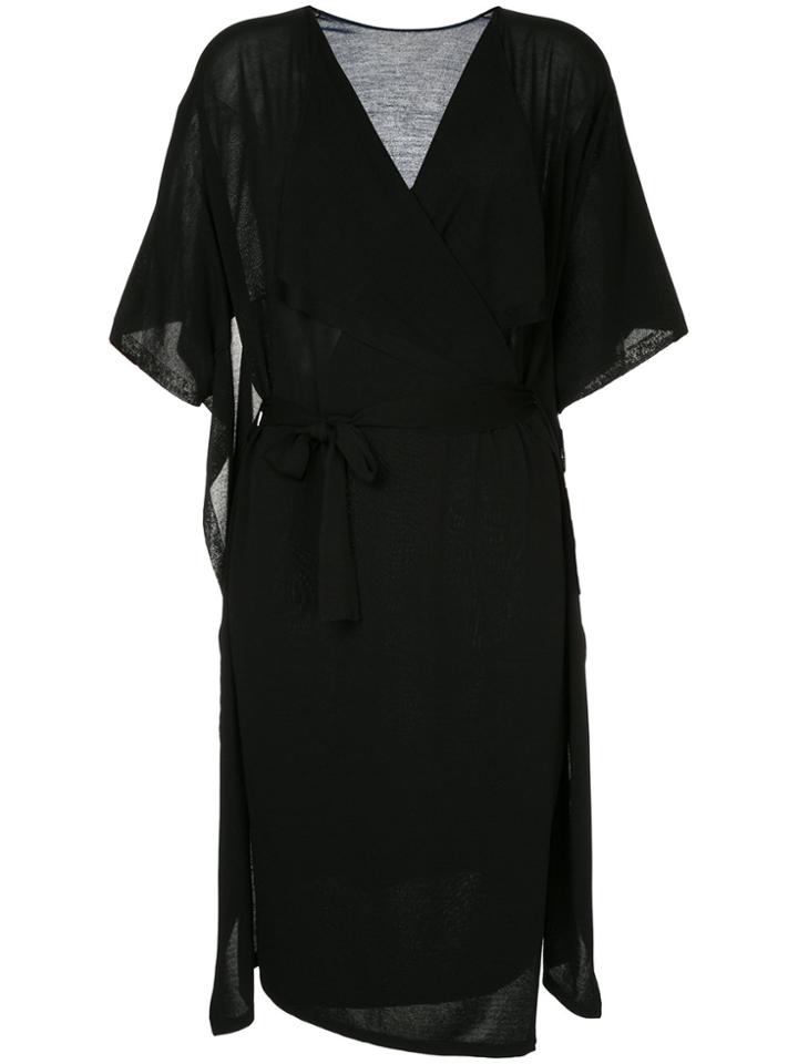 Jean Paul Knott Tie Waist Draped Dress - Blue