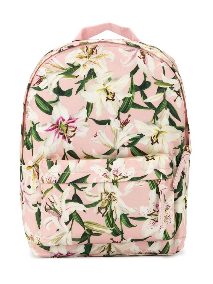 Dolce & Gabbana Kids Teen Floral Print Backpack - Pink