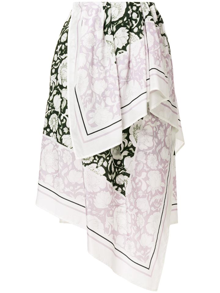 Christian Wijnants Asymmetric Floral Skirt - White