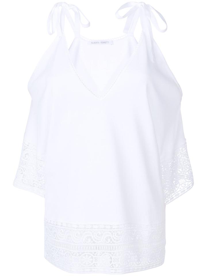 Alberta Ferretti Embroidered Cold Shoulder Blouse - White