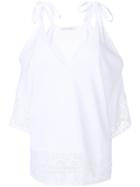 Alberta Ferretti Embroidered Cold Shoulder Blouse - White
