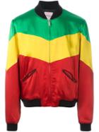 Palm Angels Rastafari Colour Block Bomber Jacket, Men's, Size: 48, Acetate/viscose/wool
