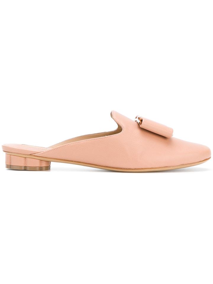 Salvatore Ferragamo Flower Heel Mules - Pink & Purple