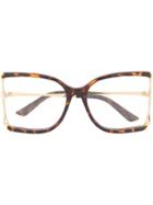 Gucci Eyewear Oversized Frame Optical Glasses - Brown