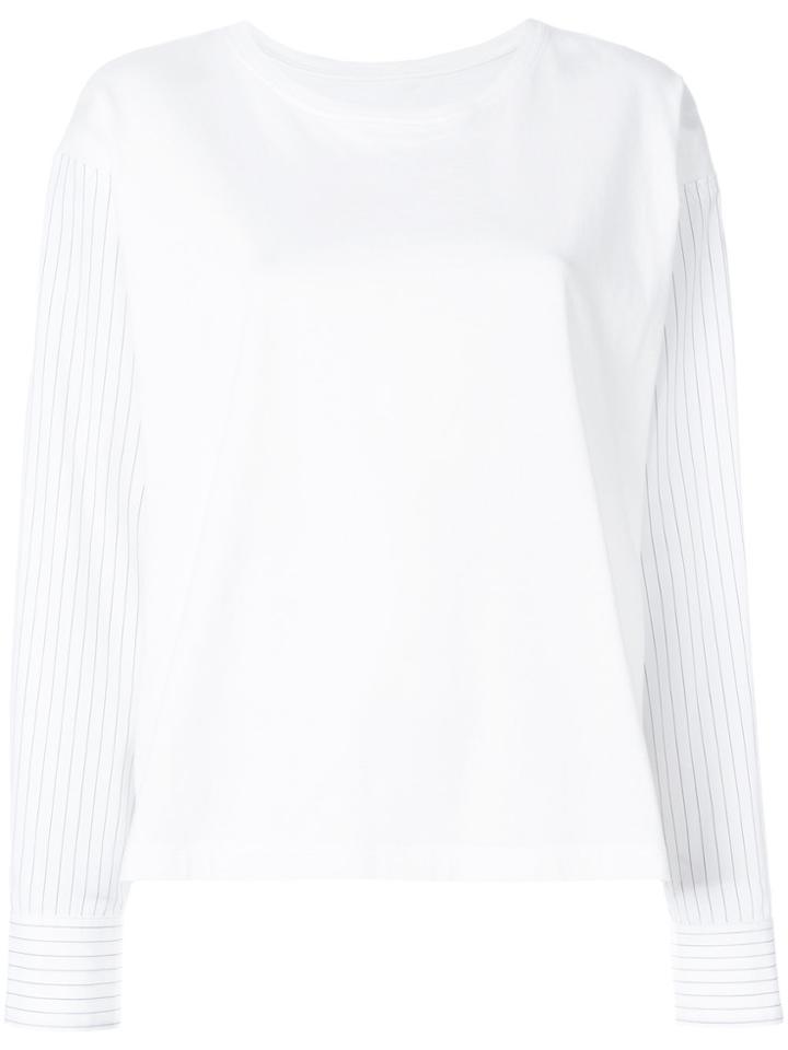 Mm6 Maison Margiela Stripe Sleeved Sweatshirt - White