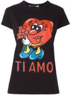 Love Moschino 'ti Amo' Printed T-shirt, Women's, Size: 38, Black, Cotton/spandex/elastane