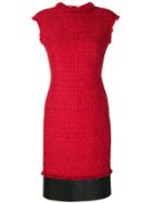 Alexander Mcqueen Contrast Panel Tweed Dress - Red