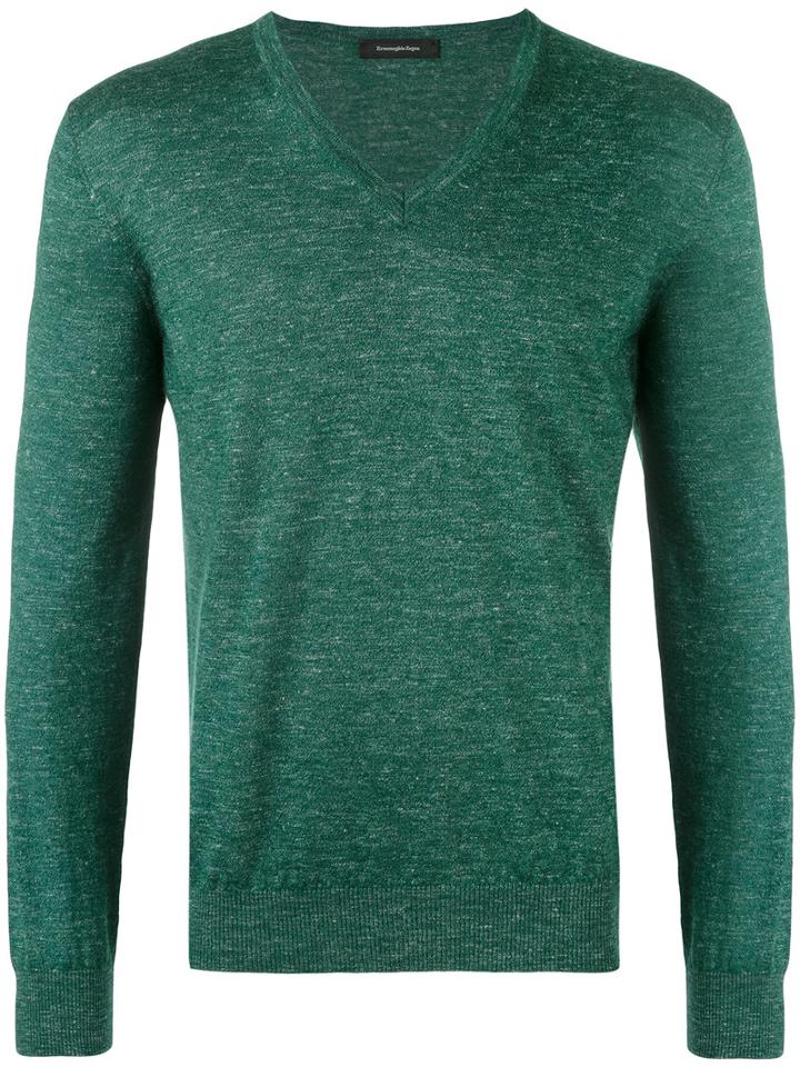 Ermenegildo Zegna - V-neck Jumper - Men - Silk/linen/flax/cashmere - 48, Green, Silk/linen/flax/cashmere