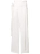 Victoria Beckham Belted Straight Trousers - White