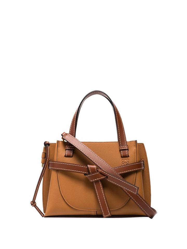 Loewe Brown Mini Gate Leather Tote Bag