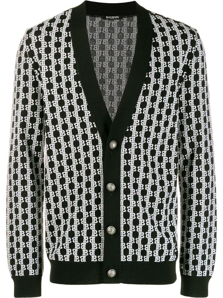 Balmain Monogram Jacquard Cardigan - Black