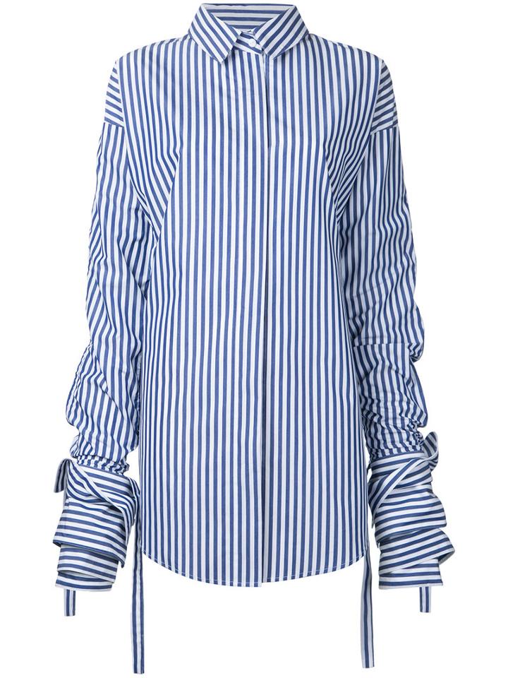 Strateas Carlucci - Veil Macro Striped Shirt - Women - Cotton - Xs, Blue, Cotton
