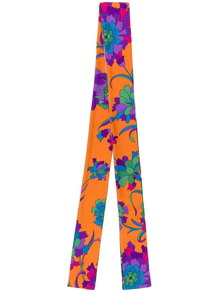 La Doublej Floral Print Skinny Scarf - Orange