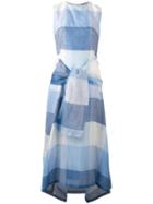 Sportmax - Checked Tie Detail Dress - Women - Silk/cotton/linen/flax - 36, Women's, Blue, Silk/cotton/linen/flax