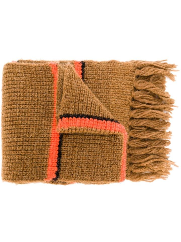 Ami Alexandre Mattiussi Fisherman Rib Bicolor Contrasted Stripes Scarf