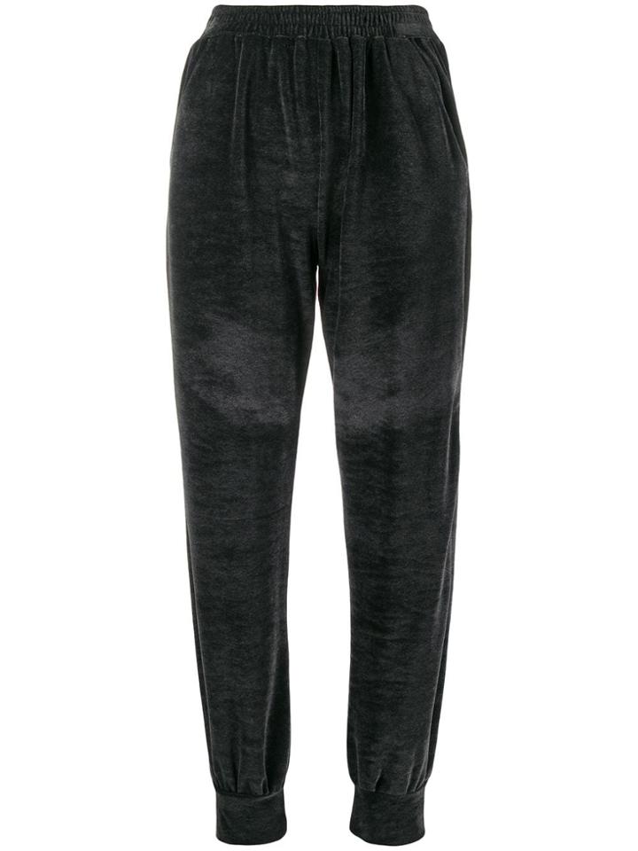 Styland Straight Leg Velour Track Trousers - Grey