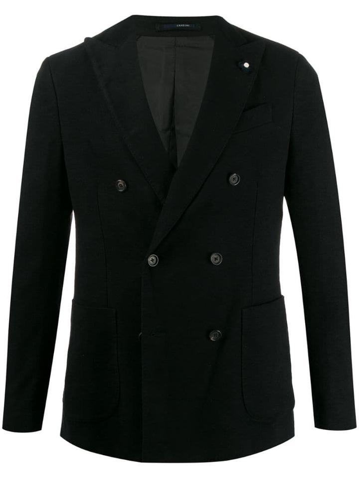 Lardini Jersey Double Breasted Blazer - Black