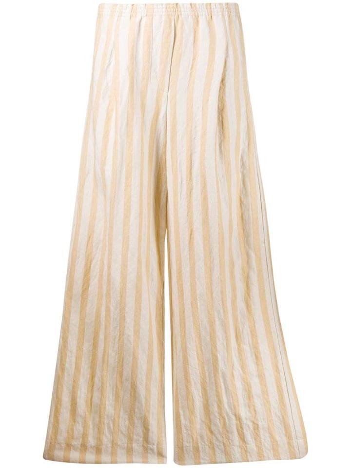 Forte Forte Ruched Striped Pants - Neutrals