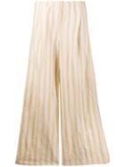 Forte Forte Ruched Striped Pants - Neutrals