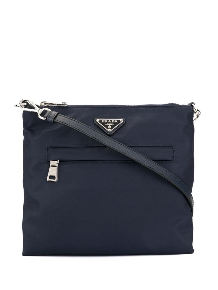 Prada Pre-owned Triangular Logo Crossbody Bag - Blue