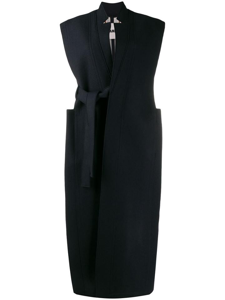 Jil Sander Sleeveless Belted Coat - Blue