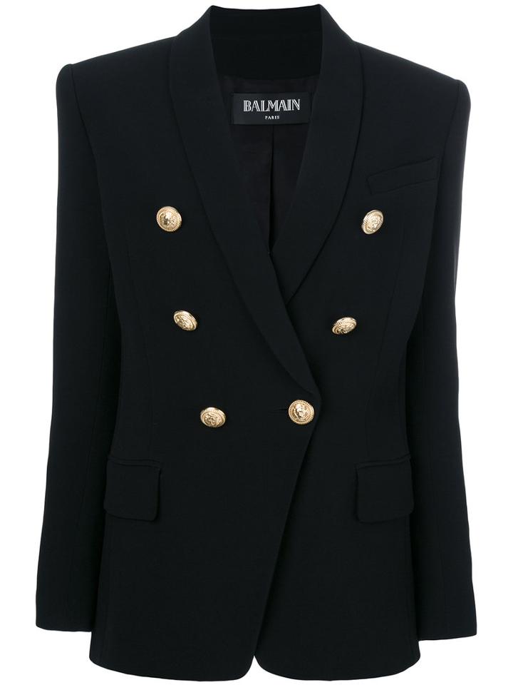 Balmain - Exaggerated Double-breasted Blazer - Women - Cotton/viscose - 40, Black, Cotton/viscose