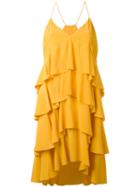 Erika Cavallini - Layered Ruffle Dress - Women - Silk/acetate - 40, Yellow/orange, Silk/acetate