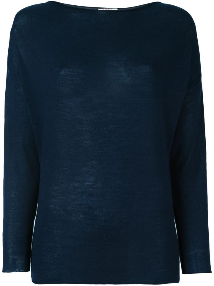 Liska Boat Neck Sweater, Women's, Size: Medium, Blue, Silk/cashmere/merino