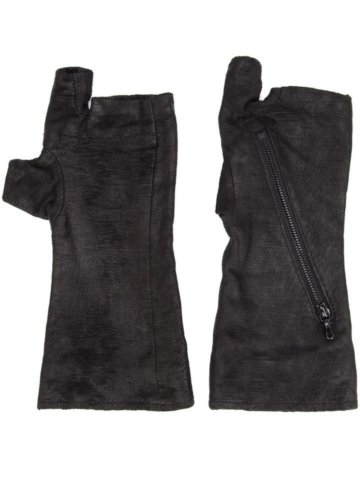 Julius Fingerless Gloves, Men's, Black, Lamb Skin