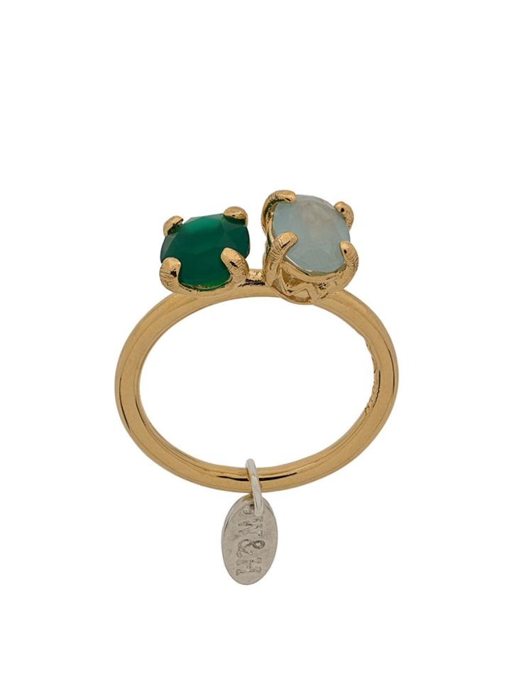 Wouters & Hendrix Green Agate And Aquamarine Ring - Gold