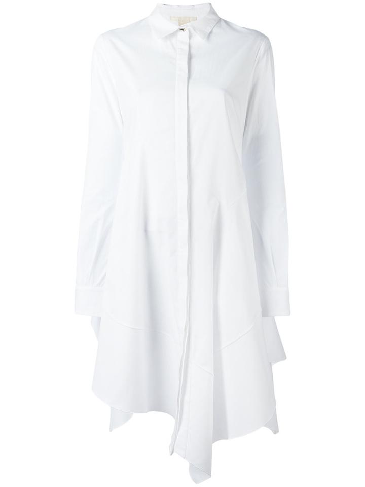 Antonio Berardi Asymmetric Hem Shirt Dress, Women's, Size: 42, White, Cotton