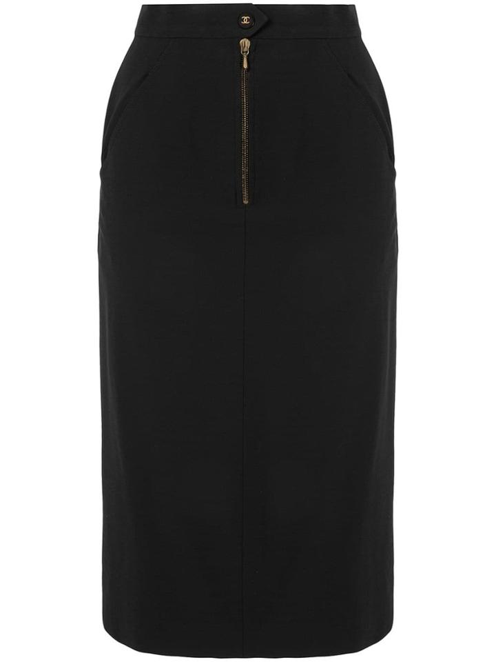 Chanel Pre-owned Cc Logo Skirt - Black