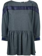 Hache Three-quarter-sleeve Peplum Top, Women's, Size: 40, Grey, Cotton/viscose/polyester