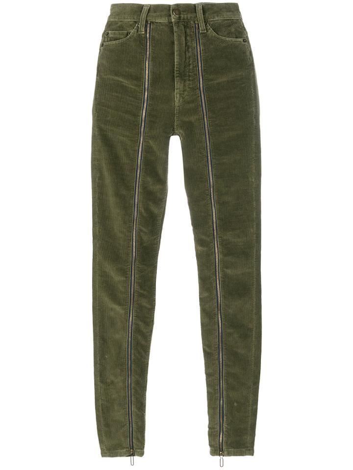 Circus Hotel Corduroy Zip Up Trousers - Green