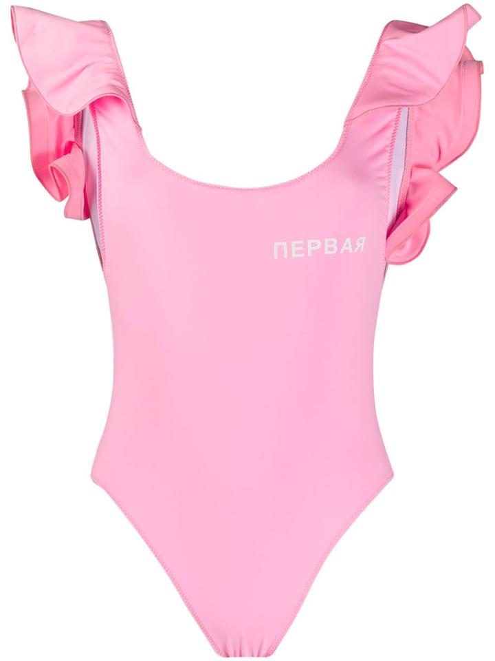 Natasha Zinko Frill-trim Swimsuit - Pink