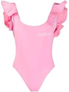 Natasha Zinko Frill-trim Swimsuit - Pink