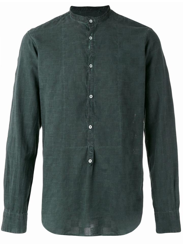 Massimo Alba - Band Collar Shirt - Men - Cotton - Xl, Green, Cotton
