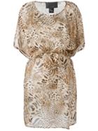 Philipp Plein Patterned Dress, Women's, Size: Medium, Nude/neutrals, Silk